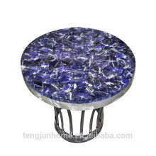 CANOSA Table basse en pierre bleue et nervure avec acier inoxydable